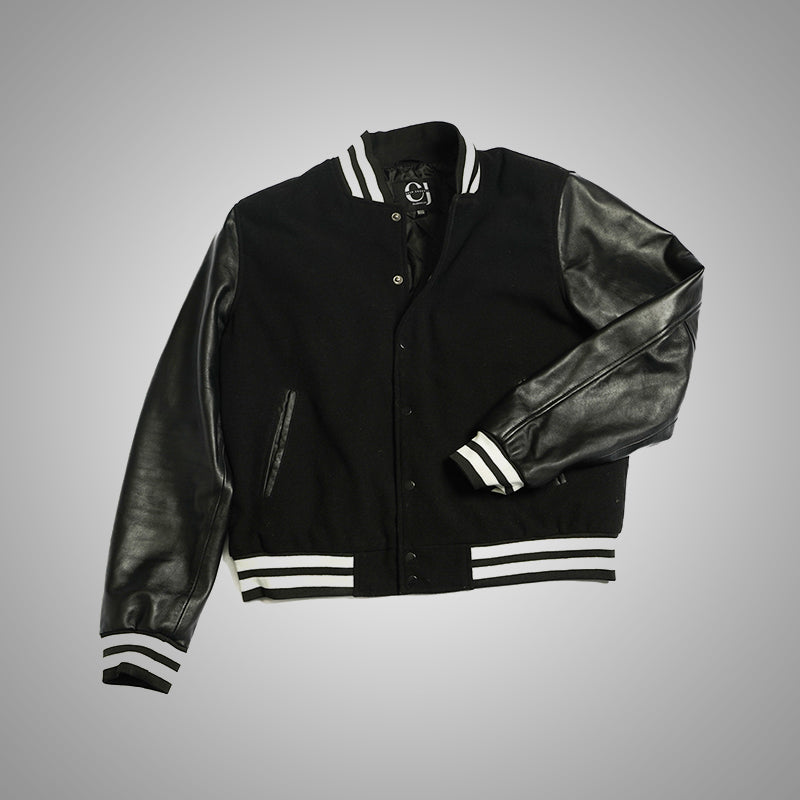 Varsity Jacket With Leather Sleeves