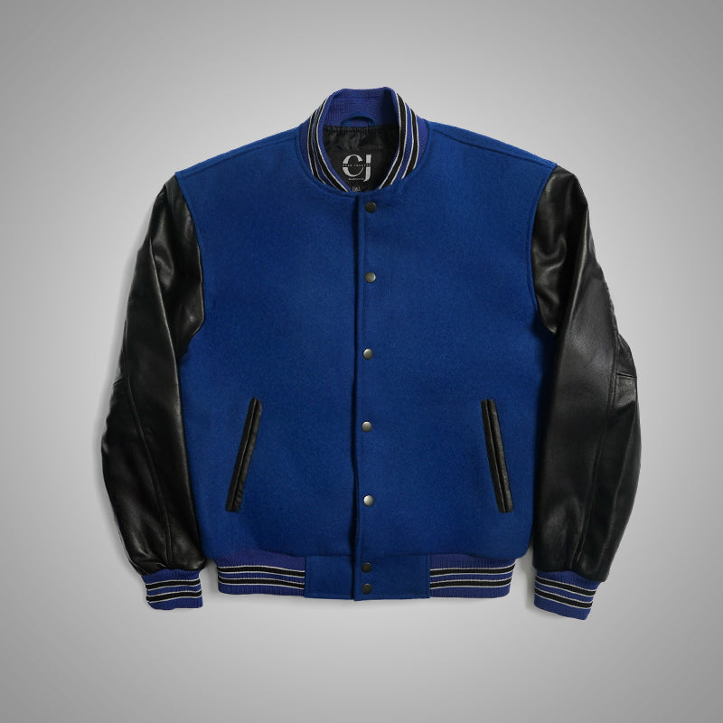 Varsity Jacket With Leather Sleeves