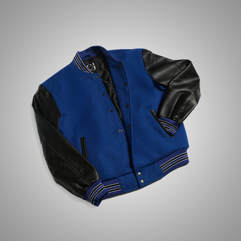 Varsity Jacket With Leather Sleeves
