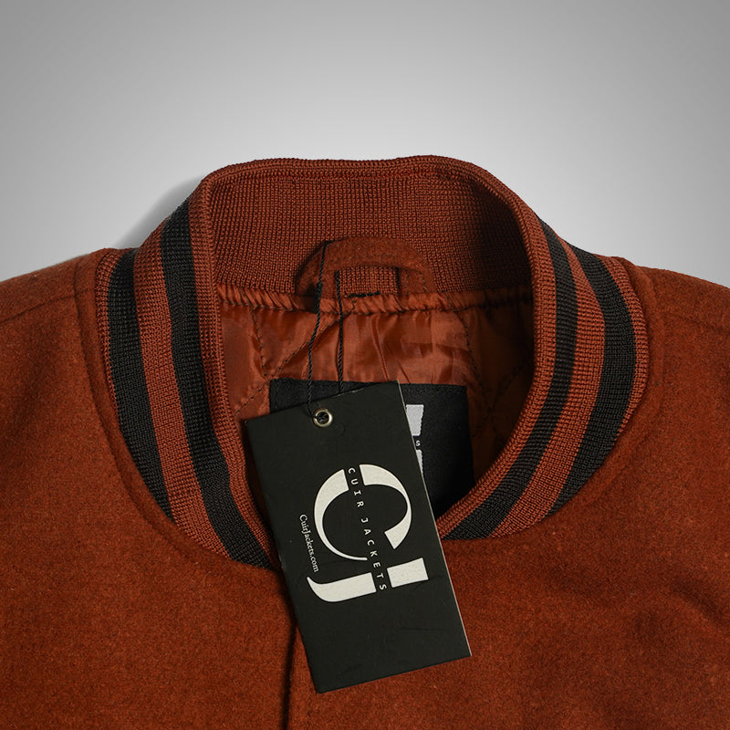 Varsity Jacket With Leather Sleeves