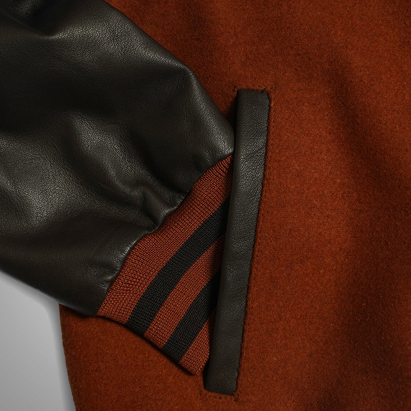 Varsity Jacket With Leather Sleeves