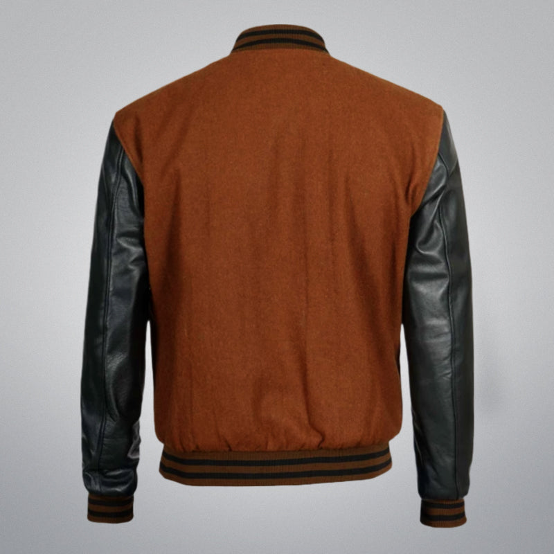 Varsity Jacket With Leather Sleeves