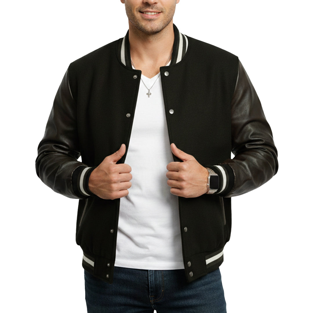 HeritageFlex Varsity Jacket - Black