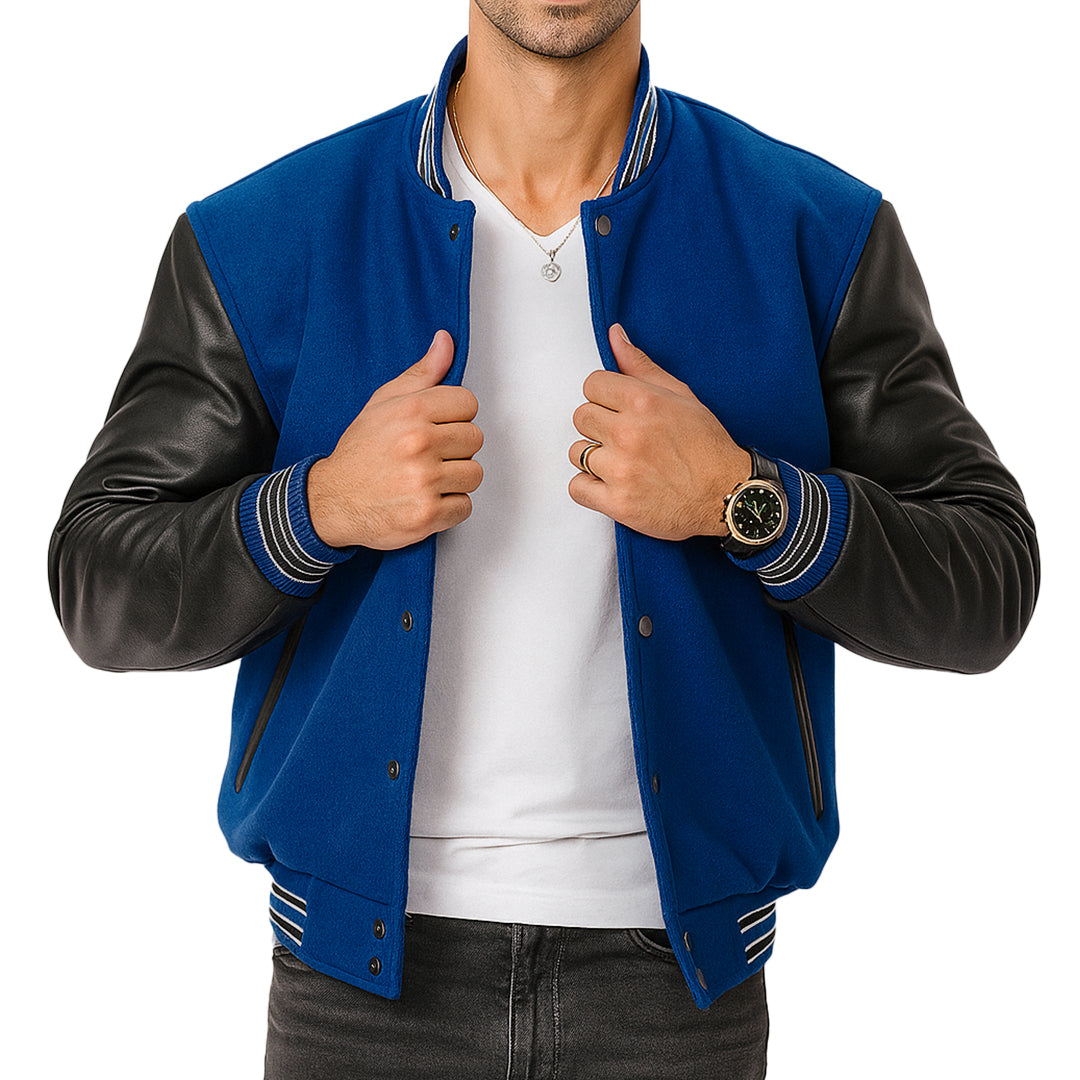 HeritageFlex Varsity Jacket - Deep Ocean Blue