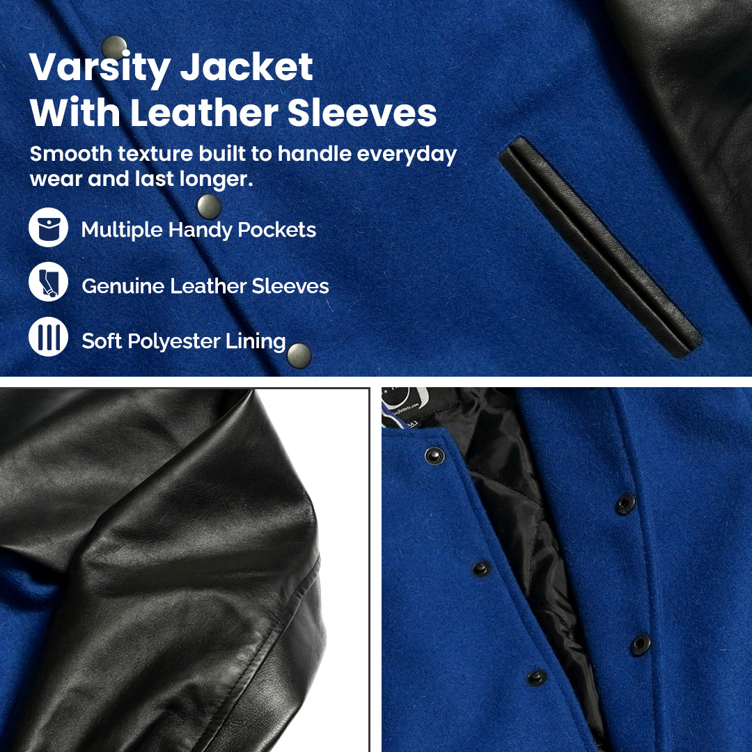 HeritageFlex Varsity Jacket - Deep Ocean Blue