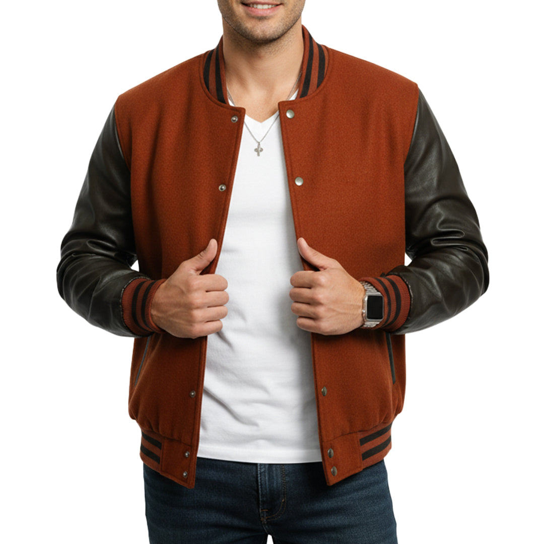HeritageFlex Varsity Jacket - Burnt Brick Red