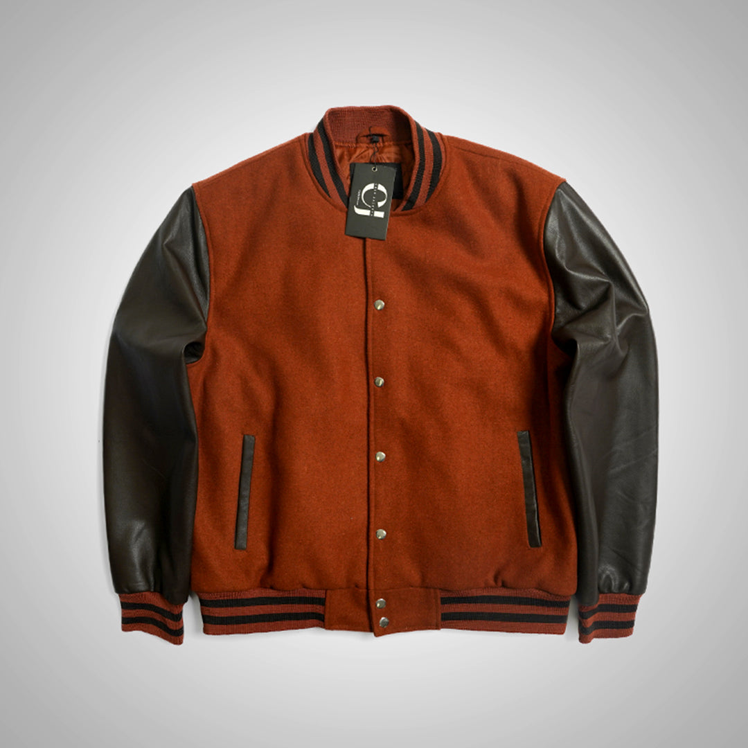 HeritageFlex Varsity Jacket - Burnt Brick Red