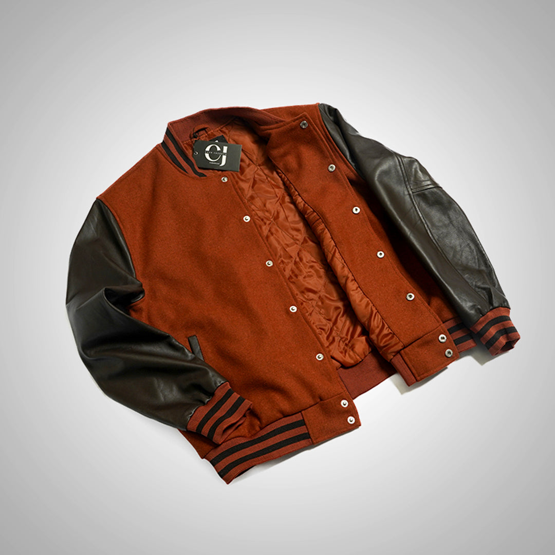 HeritageFlex Varsity Jacket - Burnt Brick Red
