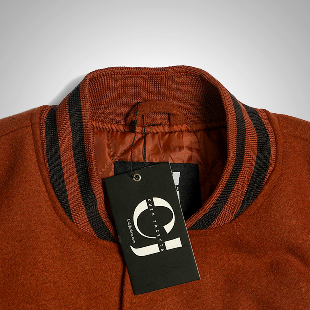 HeritageFlex Varsity Jacket - Burnt Brick Red