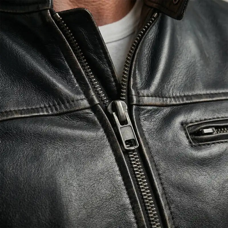 Roadster Dark Black Leather Jacket | Premium Lambskin Edition