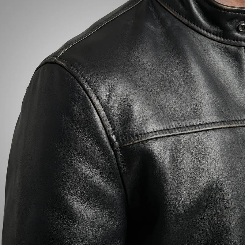Roadster Dark Black Leather Jacket | Premium Lambskin Edition
