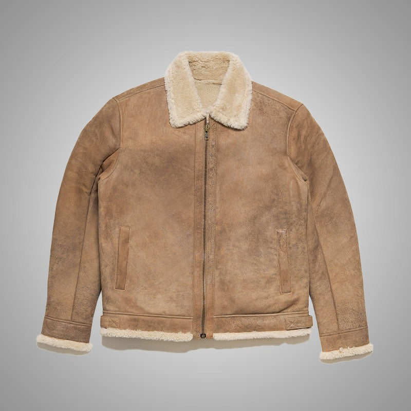 Heritage Shearling Leather Bomber â Turkish Merino Luxe - Honey Beige