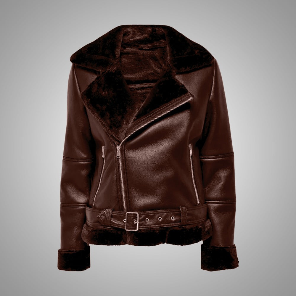 Women’s Black Shearling Leather Jacket