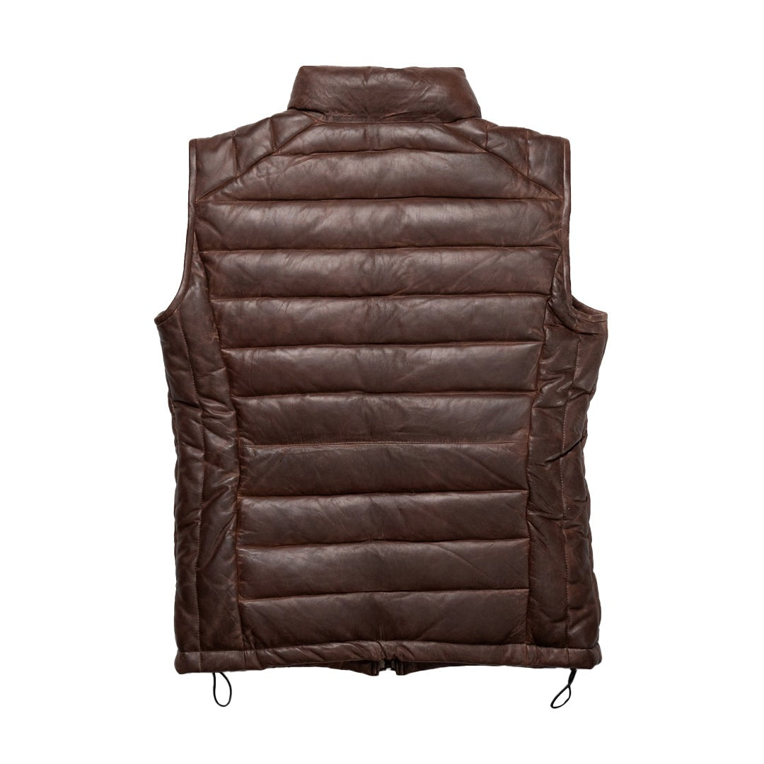 Brown puffer vest on a white background