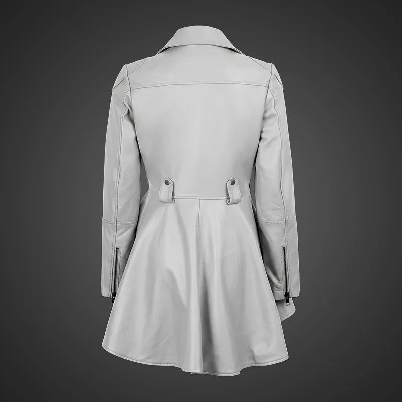 Aurora Women’s White Peplum Leather Jacket