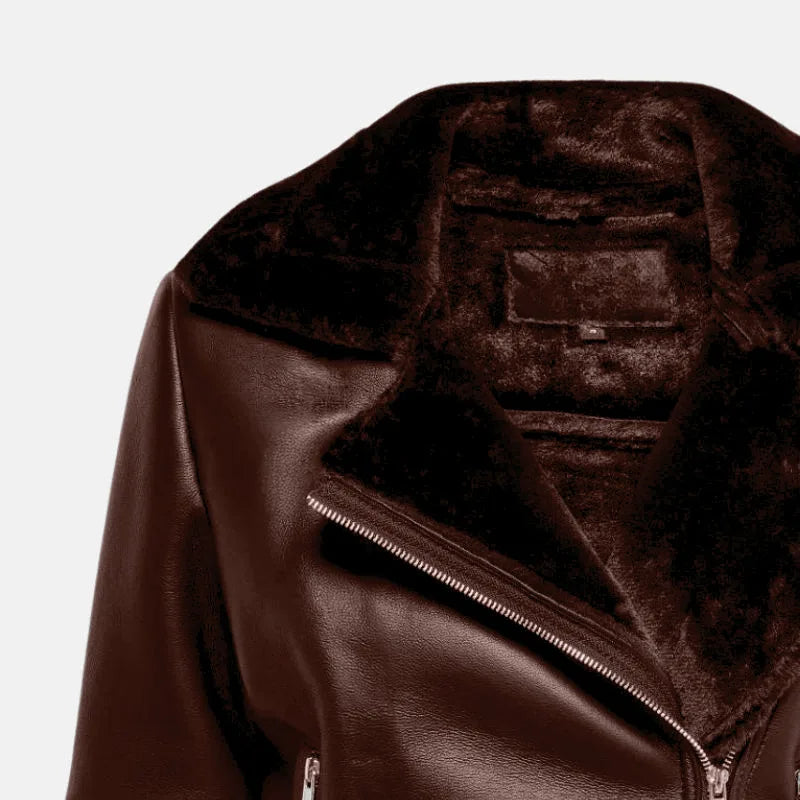 Women’s Burnt Mahogany Shearling Leather Jacket