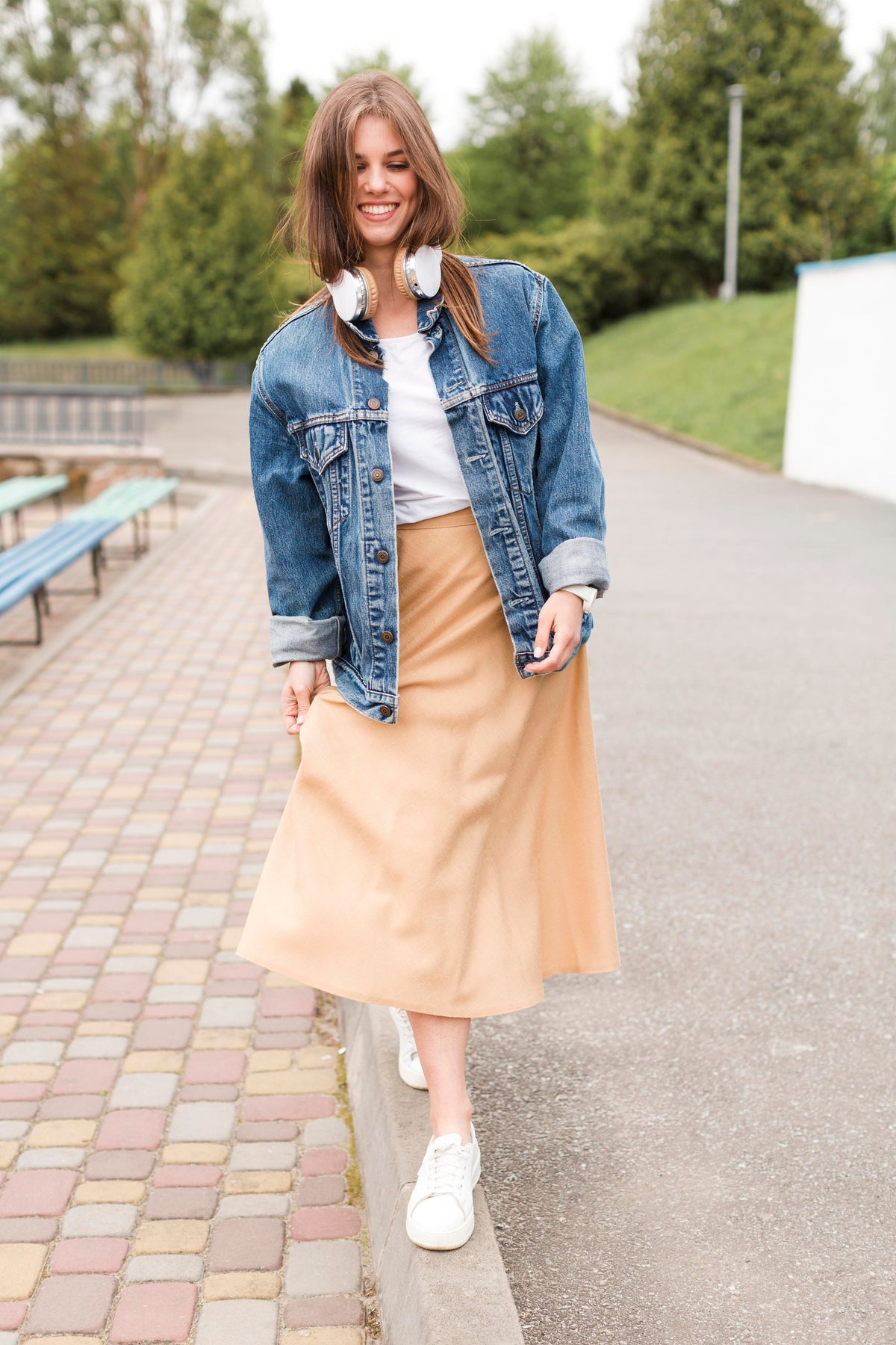 denim jacket and skirt set