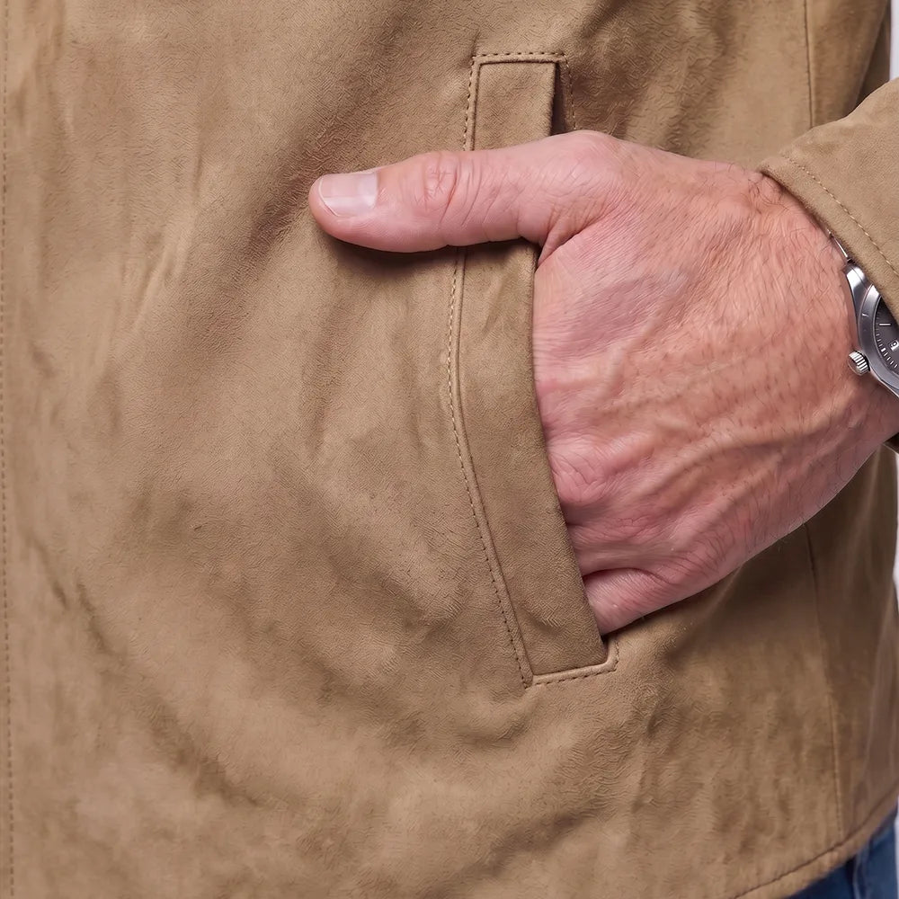 Men's Goatskin Suede Shirt Jacket | Zip-Front All Season