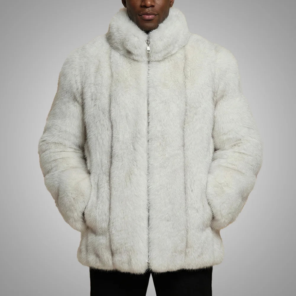Big Pillow Collar Men’s Real Faux Fur Jacket