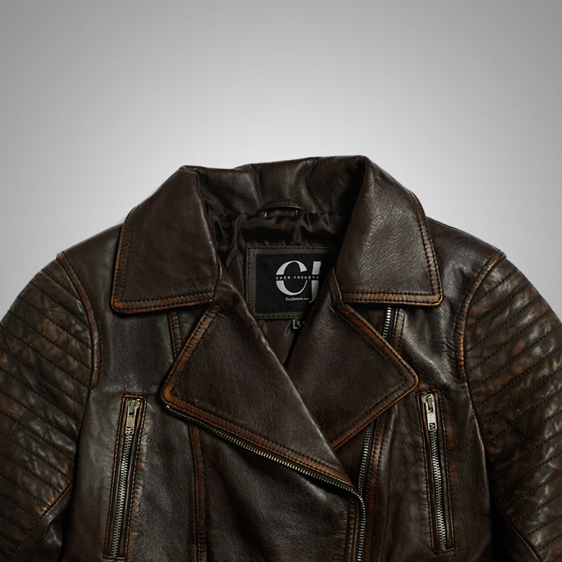 Biker Jacket Women Brown