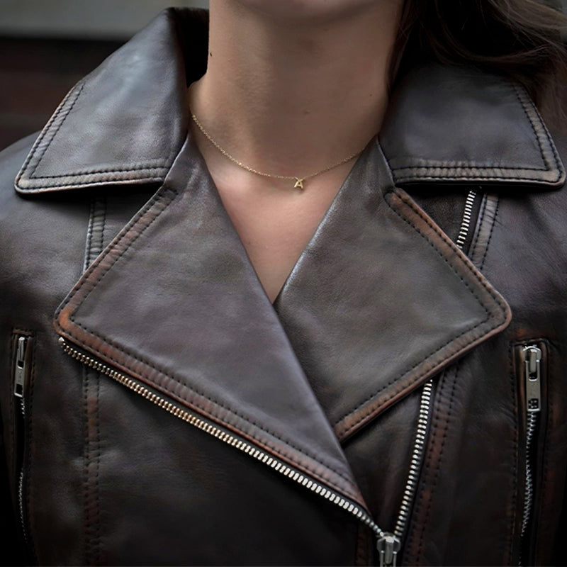 Biker Jacket Women Brown