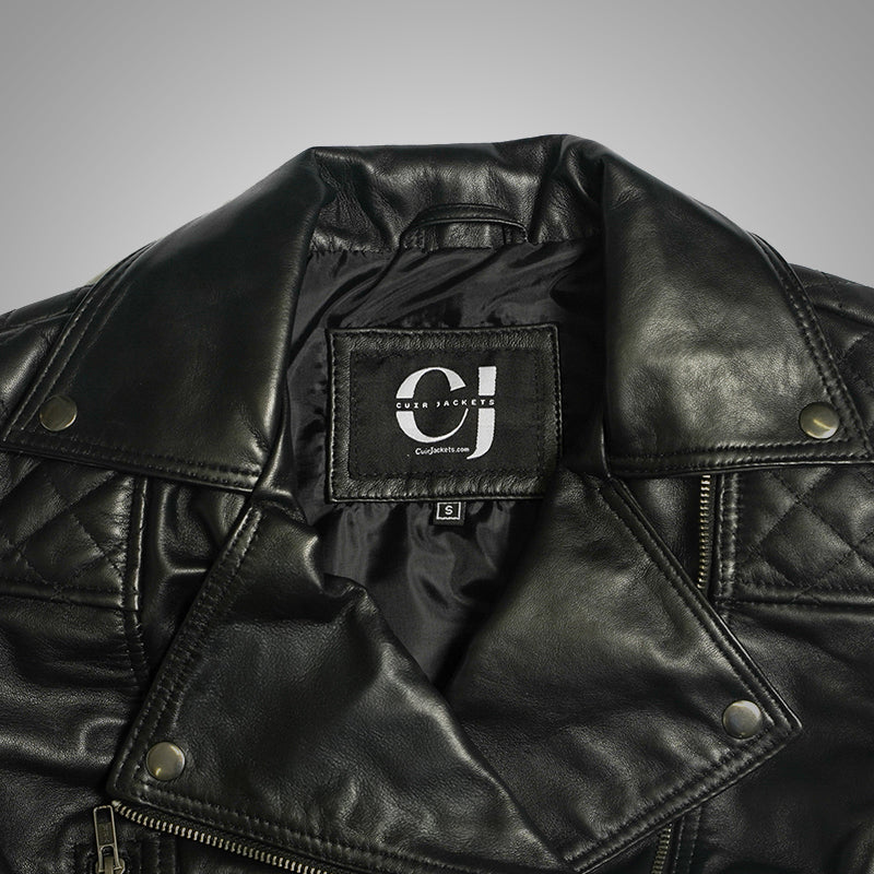 Black Biker Jacket - Quilted