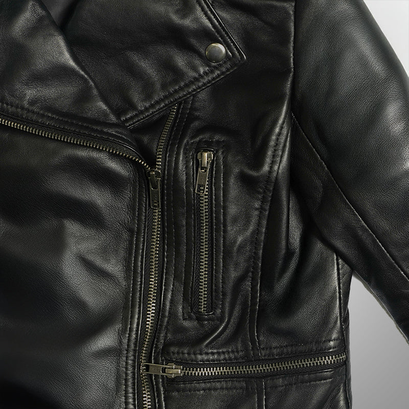 Black Biker Jacket - Quilted