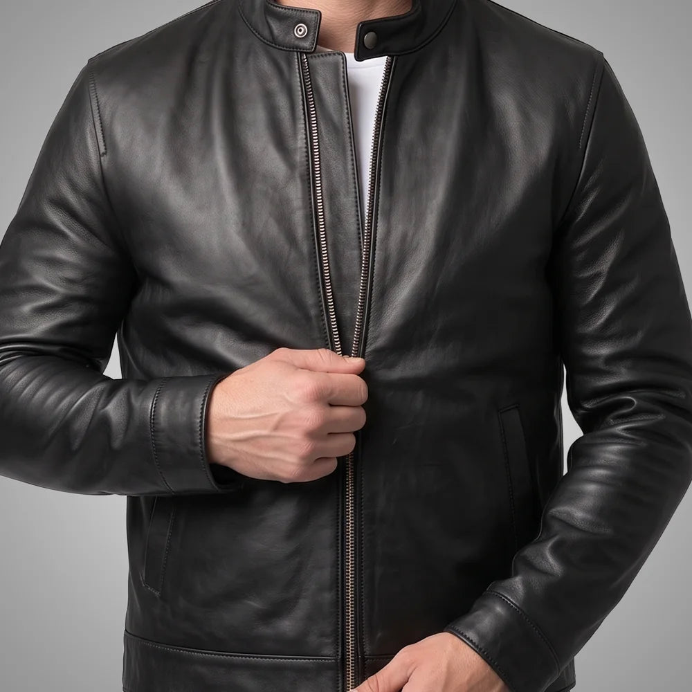 IronSoul Lambskin Black Motorcycle Jacket, 100% Real Leather