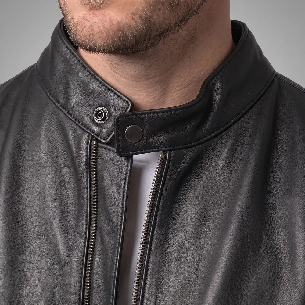 IronSoul Lambskin Black Motorcycle Jacket, 100% Real Leather