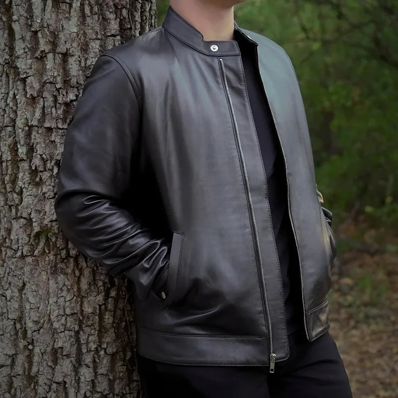 IronSoul Lambskin Biker Jacket - Black