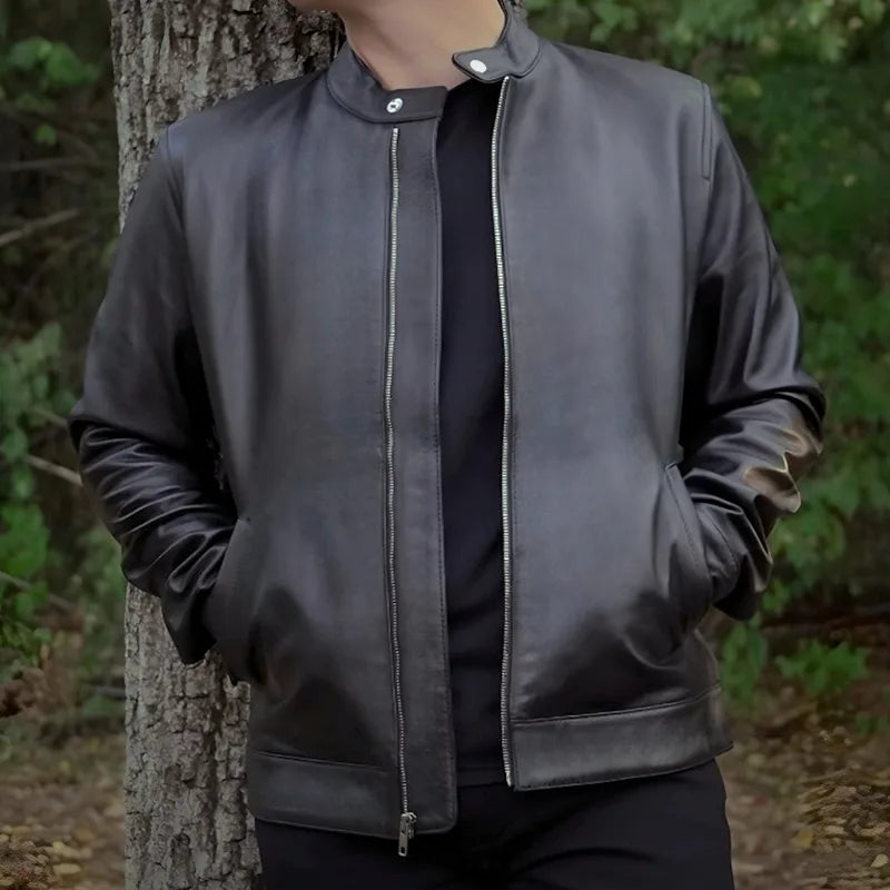 IronSoul Lambskin Biker Jacket - Black