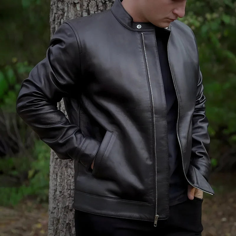 IronSoul Lambskin Biker Jacket - Black