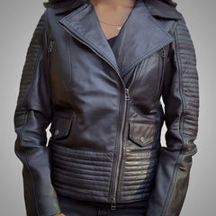 Lambskin Biker Jacket, Black | Premium Women's Moto