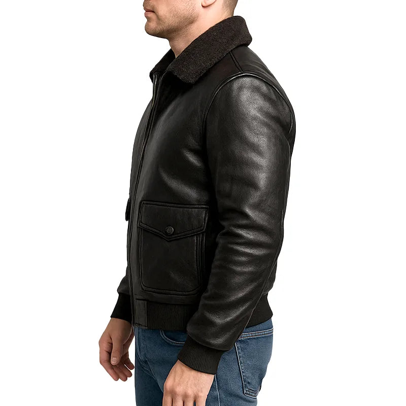 Altitude Luxe™ Fur-Lined Lambskin Flight Jacket - Black