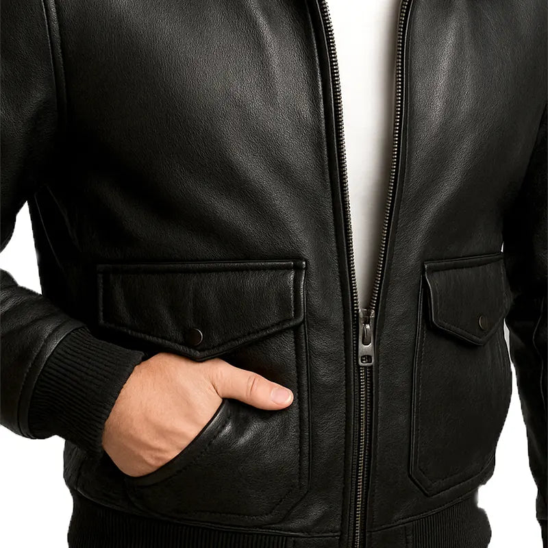 Altitude Luxe™ Fur-Lined Lambskin Flight Jacket - Black