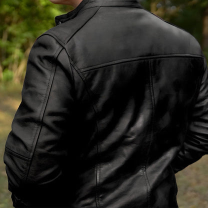 Dean Black Biker Jacket by Cuir Jackets USA