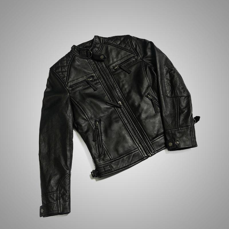 Black Racer Jacket - Quilted