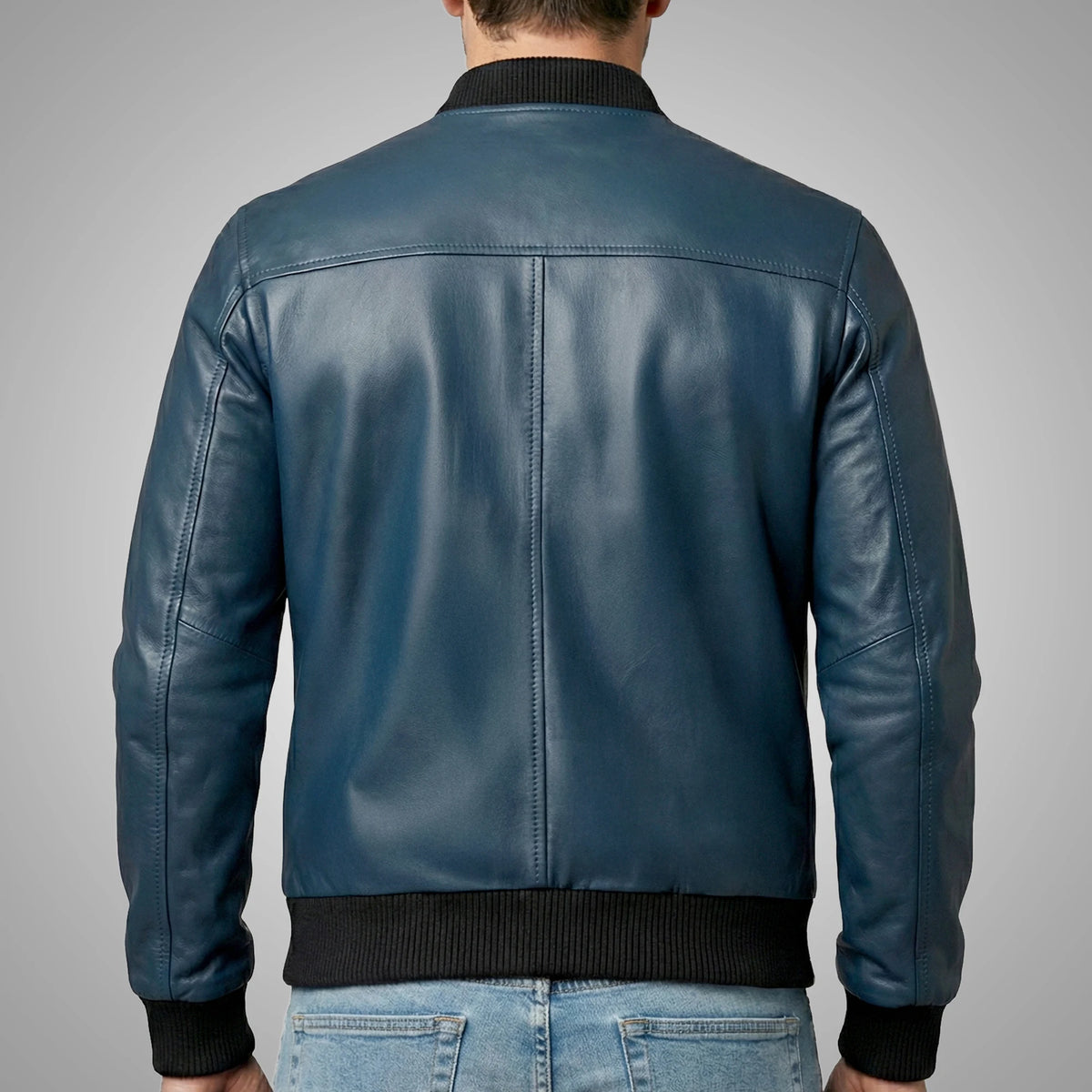 Genuine Leather Suede Bomber Jacket | Blue