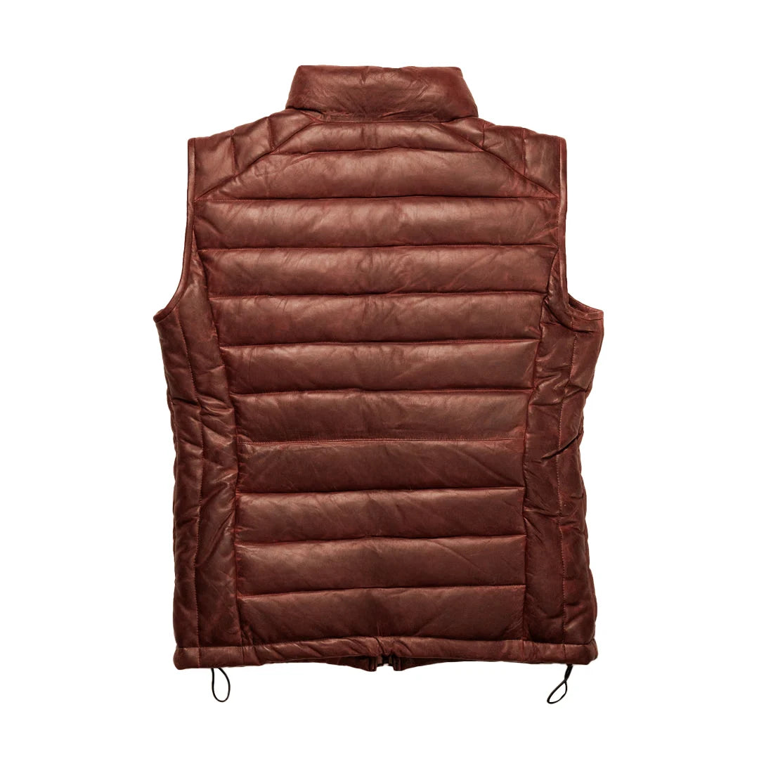 Bridger Burnt Brick Red Leather Down Vest