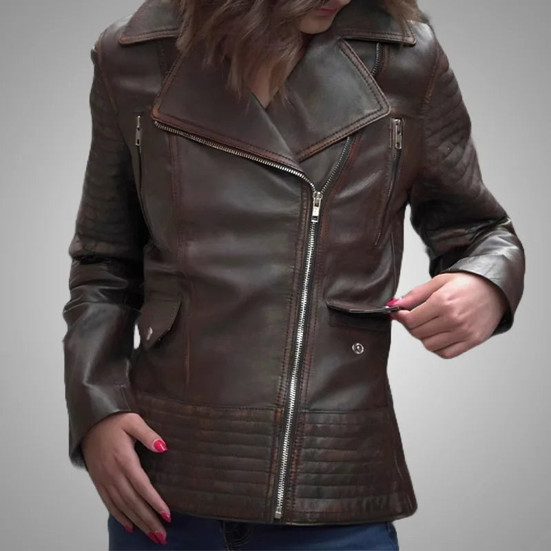 IronMark Classic – Premium Lambskin Biker Jacket - Ashen Brown