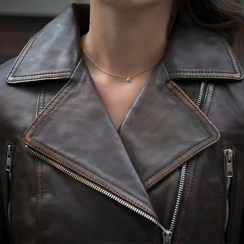 IronMark Classic – Premium Lambskin Biker Jacket - Ashen Brown