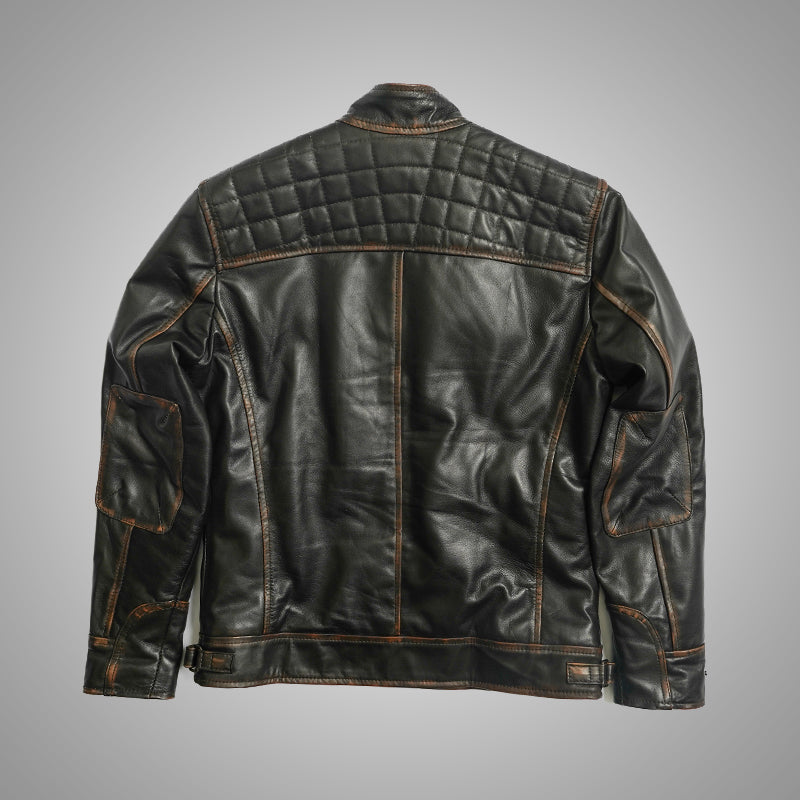 Brown Biker Jacket - Quilted