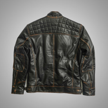 Brown Biker Jacket - Quilted