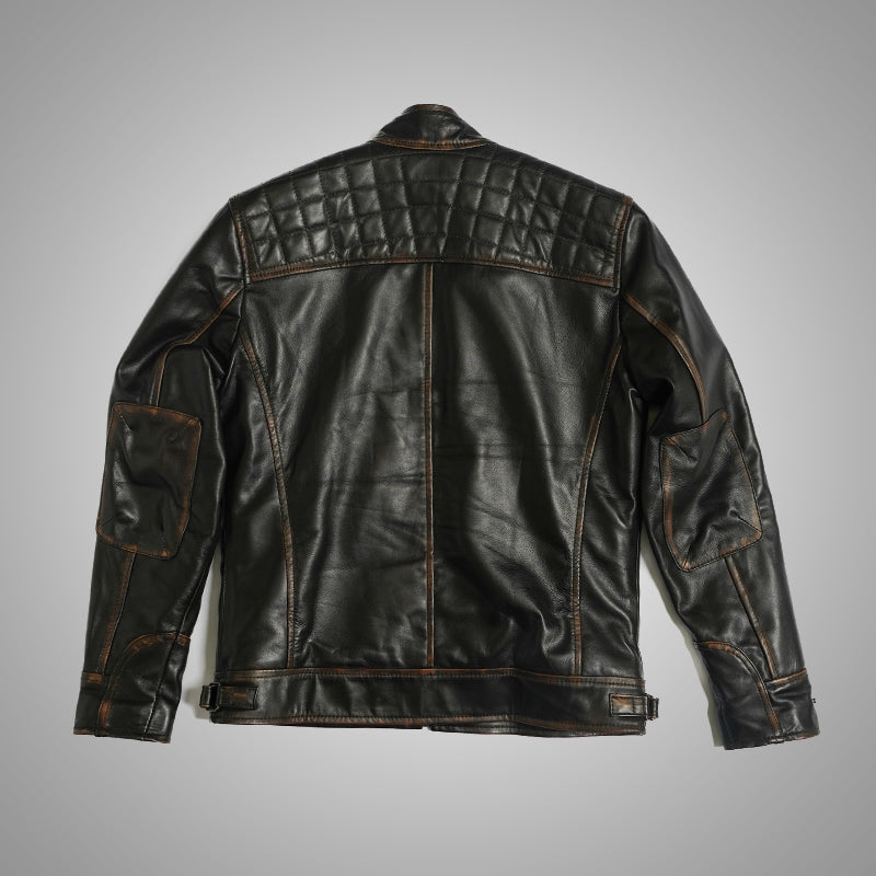 Brown Biker Jacket - Quilted