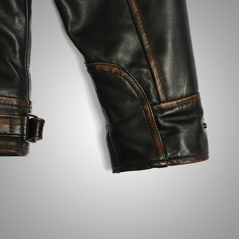 Brown Biker Jacket - Quilted