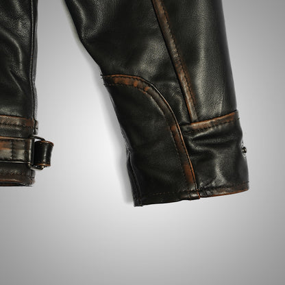 Brown Biker Jacket - Quilted