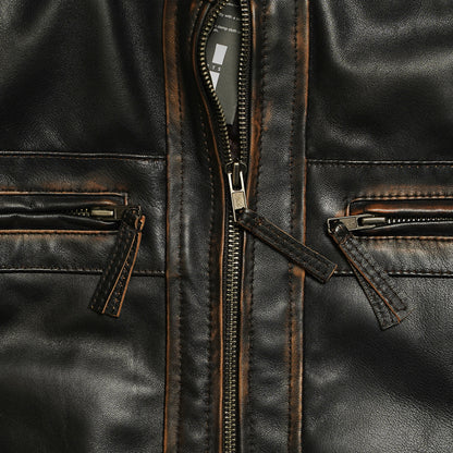 Brown Biker Jacket - Quilted