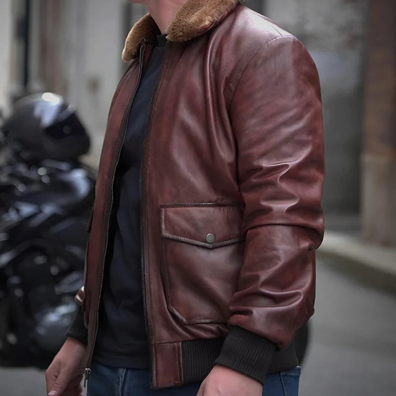 Altitude Luxe™ Fur-Lined Lambskin Flight Jacket