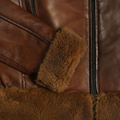 Brown Fur Flight Jacket by Cuir Jacket USA