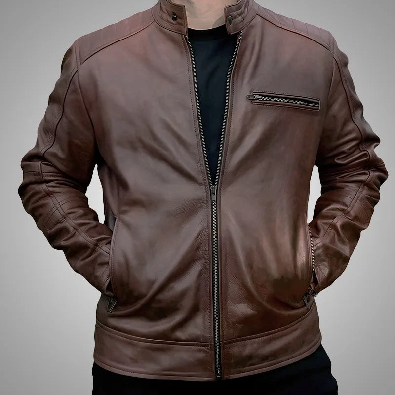Dean Biker Jacket - Mahogany Brown